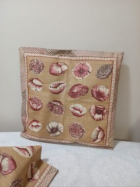 New Set Of 2 Decorative Floral Throw Pillow Cover 100% Cotton Beige THE SHOP